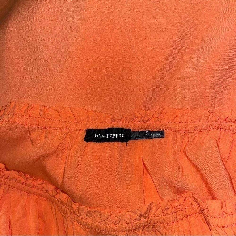 Blu Pepper Off Shoulders/Bell Peach Orange Sleeves Mini Dress Size Small - Picture 8 of 11